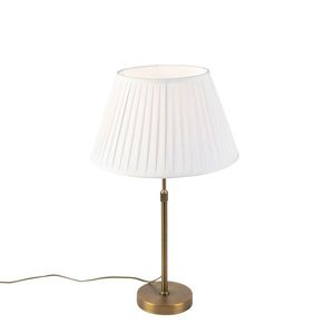 Stolná lampa bronzová s vrásneným tienidlom bielym 35 cm - Parte vyobraziť
