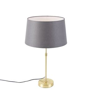 Stolná lampa zlatá/mosadzná s sivým ľanovým tienidlom 35 cm - Parte vyobraziť