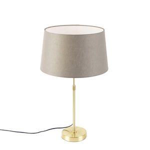 Stolná lampa zlatá/mosadzná s tienidlom z ľanu taupe 35 cm - Parte vyobraziť