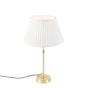 Stolná lampa zlatá/mosadzná so skladaným tienidlom krémovým 35 cm - Parte vyobraziť