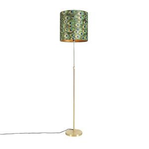 Stojaca lampa zlatá/mosadzná s tienidlom z velúru Peacock 40/40 cm - Parte vyobraziť