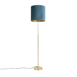 Stojaca lampa zlatá/mosadzná s modrým zamatovým tienidlom 40/40 cm - Parte vyobraziť
