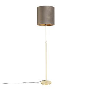 Stojaca lampa zlatá/mosadzná s tienidlom z tmavosivej zamatovej látky 40/40 cm - Parte vyobraziť