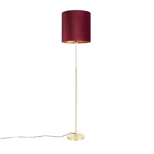 Stojaca lampa zlatá/mosadzná s červeným zamatovým tienidlom 40/40 cm - Parte vyobraziť