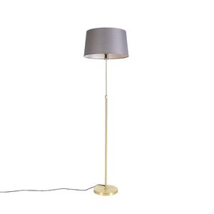 Stojaca lampa zlatá/mosadzná s sivým ľanovým tienidlom 45 cm - Parte vyobraziť