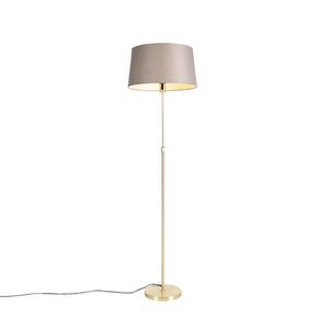 Stojaca lampa zlatá/mosadzná s tienidlom z ľanu taupe 45 cm - Parte vyobraziť