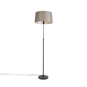 Stojacia lampa čierna s tienidlom z ľanového plátna taupe 45 cm nastaviteľná - Parte vyobraziť