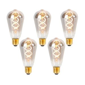 Sada 5 stmievateľných LED žiaroviek E27 so skrúteným vláknom ST64 dymové 120 lm 1800 K vyobraziť
