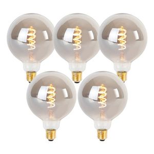 Sada 5 stmievateľných LED žiaroviek E27 so skrúteným vláknom G125 dymová 4W 120lm 1800K vyobraziť