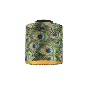 Stropné svietidlo s tienidlom z zamatu s pávím perím so zlatom 20 cm - Combi čierna vyobraziť