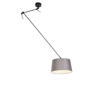 Závesné svietidlo čierne s tienidlom z ľanu tmavosivé 35 cm - Blitz vyobraziť