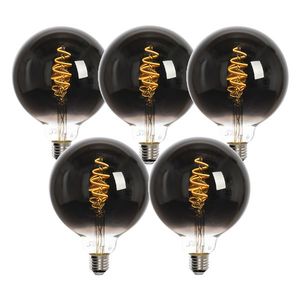 Sada 5 inteligentných LED žiaroviek E27 G125 čierne 4W 60lm 1800-3000K vyobraziť