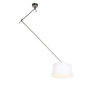 Odpadová lampa z ocele s bielym ľanovým tienidlom 35 cm - Blitz vyobraziť