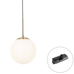 Závesná lampa Art Deco zlatá s opálovým sklom vrátane čierneho adaptéra na koľajnicu 1-fázová - Iconic Flore vyobraziť