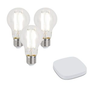 Sada 3 inteligentných stmievateľných LED žiaroviek E27 A60 7W 806LM 2700-6500K vrátane Zigbee Smart Hub vyobraziť