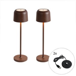 Sada 2 stolových lamp hríb hrdzavohnedá vrátane nabíjacej stanice - Raika vyobraziť