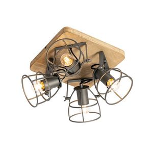 Priemyselné bodové svetlo drevo s tmavosivou nastaviteľnou 4-svetlo - Arthur vyobraziť