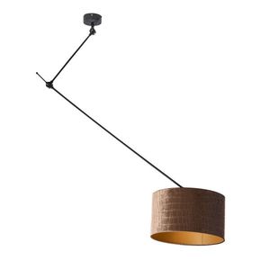 Závesná lampa čierna so zamatovým tienidlom s krokodílím vzorom 35cm - Blitz vyobraziť