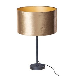 Stolová lampa čierna s plyšovým tienidlom bronz 35 cm - Parte vyobraziť