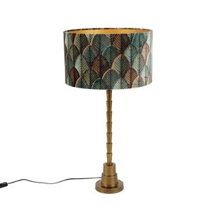 Stolová lampa bronzová s velúrovým tienidlom s dizajnom listov a zlatým vnútorným priestorom - Pisos vyobraziť