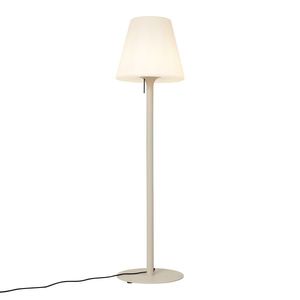 Moderná vonkajšia stojaca lampa béžová s bielym tienidlom IP44 - Big Virginia vyobraziť