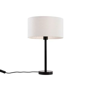 Stolná lampa čierna s oválnym ľanovým tienidlom biela 35cm - Simplo vyobraziť