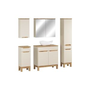 Koupelnová sestava Bali Casad Cloud s deskou, umyvadlem, skříňkami a zrcadlem 80 cm kašmírová/dub wotan vyobraziť