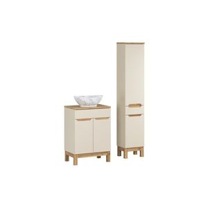 Koupelnová sestava Bali Casad Pati s deskou, umyvadlem a skříňkami 60 cm kašmírová/dub wotan vyobraziť