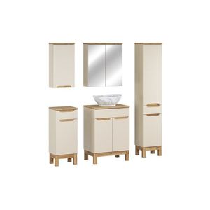 Koupelnová sestava Bali Casad Pati s deskou, umyvadlem, skříňkami a zrcadlem 60 cm kašmírová/dub wotan vyobraziť