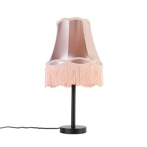 Klasická stolná lampa čierna s ružovým tienidlom Granny 30 cm - Simplo vyobraziť