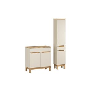 Koupelnová sestava Bali Nature s deskou a skříňkami 80 cm kašmírová/dub wotan vyobraziť