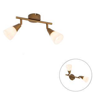 Klasické stropné bodové svietidlo zlaté s matným sklom 2-svetlo - Madi vyobraziť