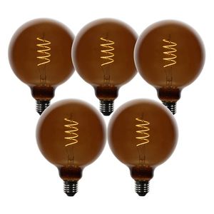 Sada 5 stmievateľných LED žiaroviek E27 G125 hnedá 4W 120 lm 1800K vyobraziť