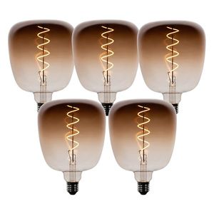 Sada 5 stmievateľných LED žiaroviek E27 G140 hnedá 4, 9W 110 lm 1800K vyobraziť