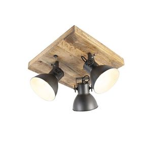 Priemyselné bodové svetlo tmavosivé s mangovým drevom 3-svetlo - Mangoes vyobraziť