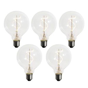 Sada 5 ks Stmievateľná LED žiarovka E27 so špirálovým vláknom G95 4W 270lm 2200K vyobraziť
