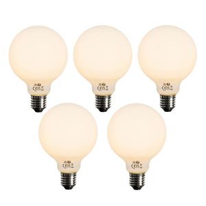 Sada 5 ks Stmievateľná LED žiarovka E27 opálové sklo G95 5W 450lm 2200K vyobraziť
