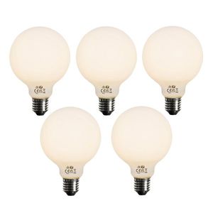 Sada 5 ks Stmievateľná LED žiarovka E27 opálové sklo G95 5W 450lm 2700K vyobraziť