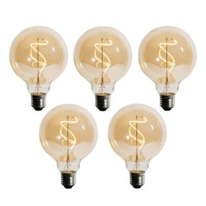 Sada 5 ks E27 Stmievateľná LED žiarovka so špirálovým vláknom G95 4W 270lm 2200K vyobraziť
