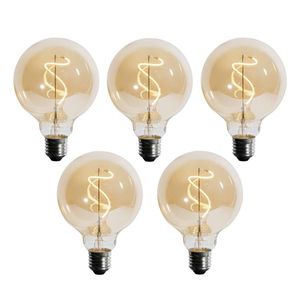 Sada 5 ks E27 Stmievateľná LED žiarovka so špirálovým vláknom G95 4W 270lm 2700K vyobraziť