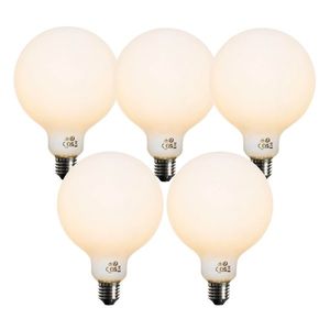 Sada 5 ks Stmievateľná LED žiarovka E27 opálové sklo G125 5W 450lm 2200K vyobraziť