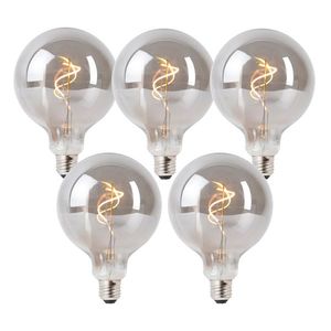 Sada 5 stmievateľných LED žiaroviek E27 dymová G125 4W 130 lm 1900K vyobraziť