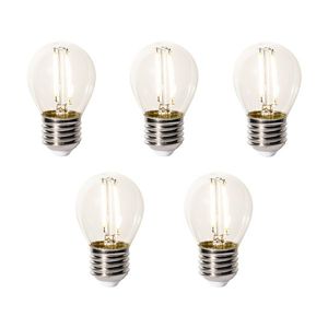 Sada 5 stmievateľných LED žiaroviek E27 P45 z číreho skla 3W 250 lm 2200K vyobraziť
