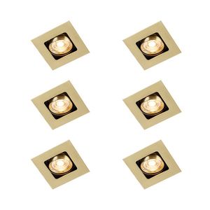 Sada 6 štvorcových zapustených bodových svetiel mosadz nastaviteľné - Artemis vyobraziť