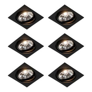 Sada 6 vstavaných štvorcových nastaviteľných čiernych bodových svetiel - Chuck 111 vyobraziť
