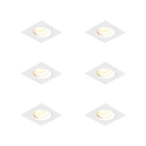 Sada 6 zapustených bodových svetiel štvorcových bielych otočných a naklápacích - Chuck vyobraziť