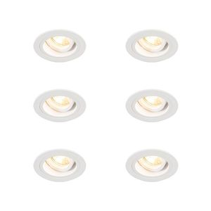 Sada 6 zapustených bodových svetiel okrúhlych bielych nastaviteľných - Chuck vyobraziť