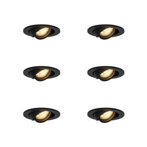 Sada 6 moderných zapustených bodových svetiel čierna naklápacia - Club vyobraziť