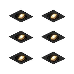 Sada 6 moderných zapustených bodových svetiel čierna nastaviteľná - Club vyobraziť