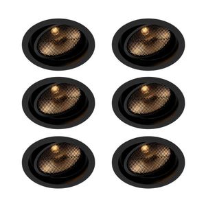 Sada 6 moderných čiernych nastaviteľných zapustených bodových svetiel - Coop 111 Honey vyobraziť